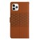 Case Cover For iPhone 11 Pro Diamond Embossed Skin Feel Leather Phone Case with Lanyard(Brown)