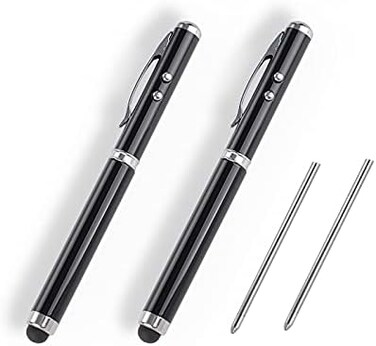 Metal Multi-Function Pen, Touch Screen Stylus, Flashlight With White Light, Infrared, Creative Christmas And Birthday Gifts (2 Black)