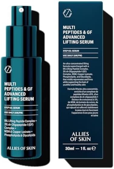 Multi Peptides &amp; Gf Advanced Lifting Serum With 3% Sh-Oligopeptide-1 (Growth Factor) Complex, 9% Lifting Peptide Complex, Msm, Copper Lysinate, Phospholipids &amp; Glycolipids. 30ml/ 1 Oz