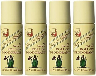 Alvera All Natural Roll-On Deodorant Aloe &amp; Almonds - 3 Fl Oz, 4 Pack
