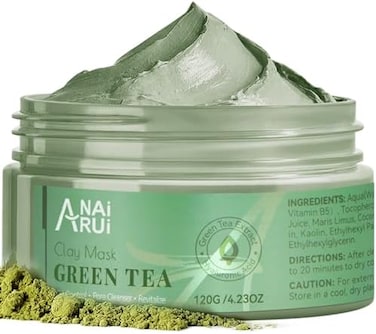 Green Tea Mask, Clay Mask For Poreless Deep Cleanse, Green Tea Face Mask Blackhead Remover With Kaolin, Aloe, Collagen, Pore Minimizer, Hydrating, Moisturizing