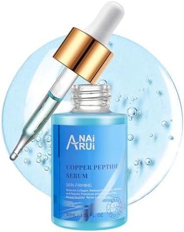 مصل الببتيدات النحاسية للوجه - مصل الوجه الببتيد النحاسي + حمض الهيالورونيك - يقلل من الخطوط الدقيقة والتجاعيد، ويملأ البشرة ويمنحها إشراقة، 1 أونصة سائلة