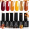 Beetles Gel Polish Set, Fall Winter Colors Yellow Orange Gold Glitter Red Soak Off UV Nail Art Salon Manicure Kit Diy At Home Halloween Gifts For Women