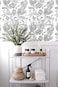 Blooming Wall Black White Elegant Modern Lotus Lily Leaf Peel And Stick Wallpaper Self-Adhesive Prepasted Wallpaper Wall Mural Wall Decor (17.7&ldquo;X118&rdquo;, Black/White)