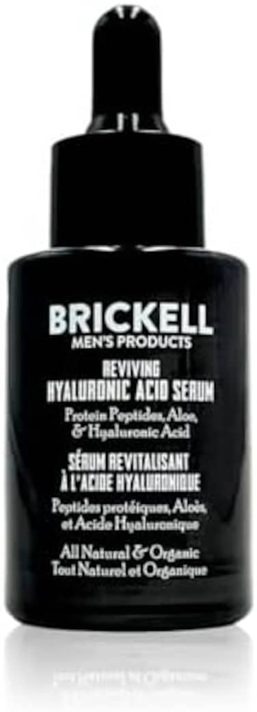 Brickell Men's Anti Aging Reviving Day Serum For Men, Natural And Organic Formulated With Hyaluronic Acid, Protein Peptides To Restore Firmness And Stimulate Collagen, 1 Ounce, Unscented
