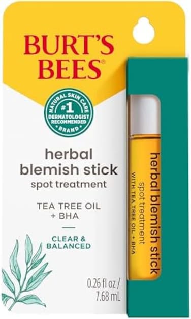 Burt's Bees Herbal Blemish Stick, 0.26 Fl Oz (Pack Of 2), Tea Tree Oil Infused, Soothing, Exfoliating, Cleansing, Unisex