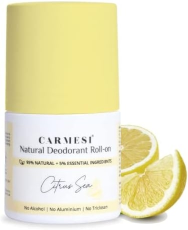 Natural Underarm Roll On Deodorant For Women, 95% Natural + 5% Essential Ingredients, For Fresh Underarms All Day, No Alcohol &amp; Aluminium, Citrus Sea, 50ml