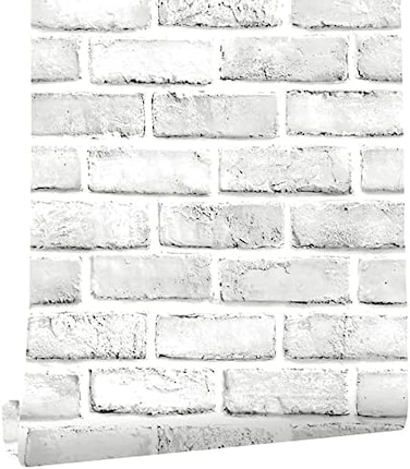 Cohoo Home White Brick Wallpaper 118&rdquo; &times; 17.7&rdquo; White