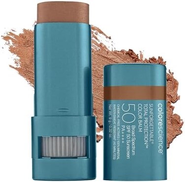 Colorescience Sunforgettable Total Protection Colour Balm SPF 50، معدني، واسع الطيف، لون الشفاه والخدود القابل للبناء، برونزي، 1 قيراط.