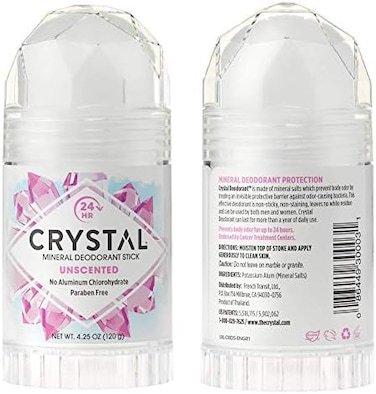 Crystal Essence Mineral Deodorant Stick - Unscented Body Deodorant With 24-Hour Odor Protection, Non-Staining &amp; Non-Sticky, Aluminum Chloride &amp; Paraben Free, 4.25 Oz, (2 Pack) (Packaging May Vary)