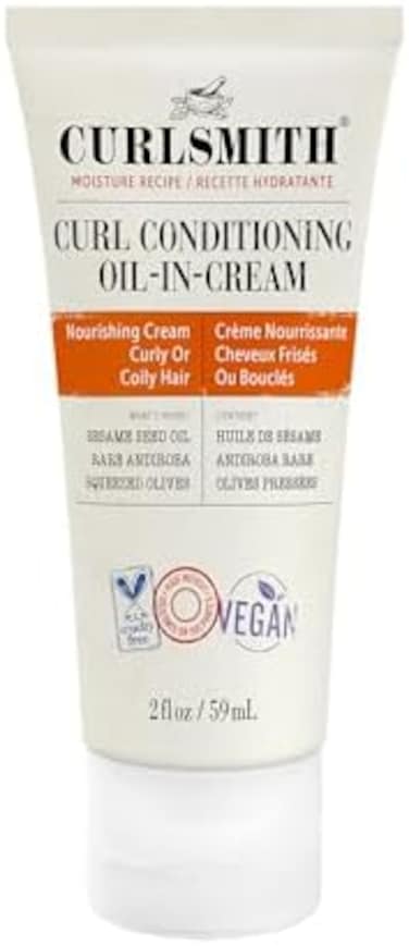 كيرلميث - زيت مرطب للتجعيد في كريم - بلسم نباتي يُترك في الشعر المجعد والمتعرج (2 أونصة سائلة) حجم تجريبي أو مناسب للسفر