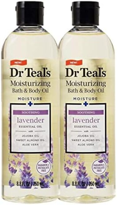 Dr Teal's Moisturizing Bath &amp; Body Essential Oil, Soothing Lavender, 8.8 Fl Oz (Pack Of 2)