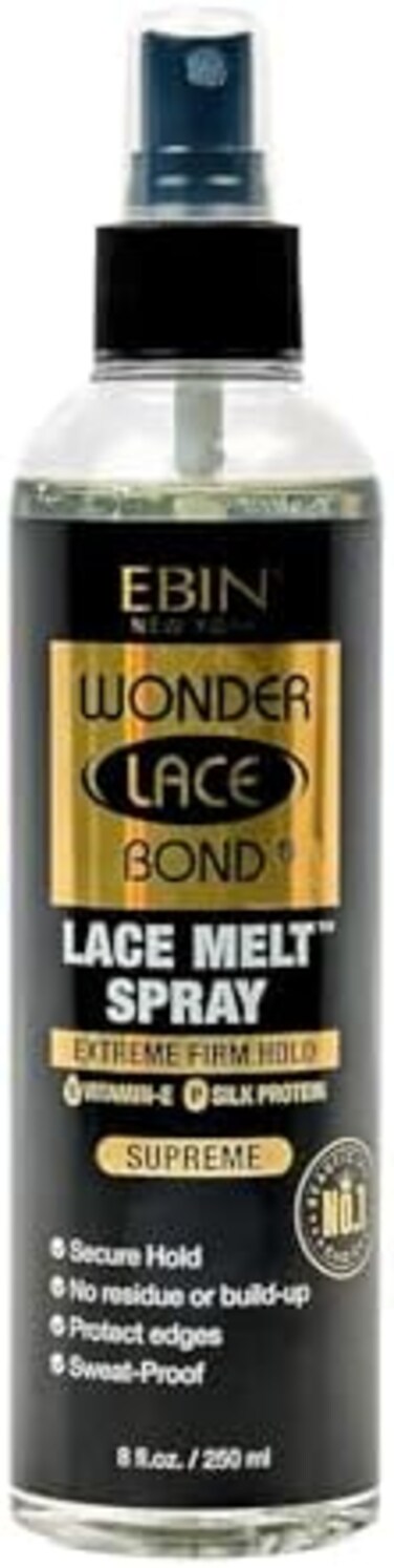 Ebin New York Wonder Bond Melting Spray 8Oz/ 250ml - Extreme Firm Hold (Supreme), No Reside, Long Lasting Formula With Protecting Edges, Gives Undetectable And Natural Look