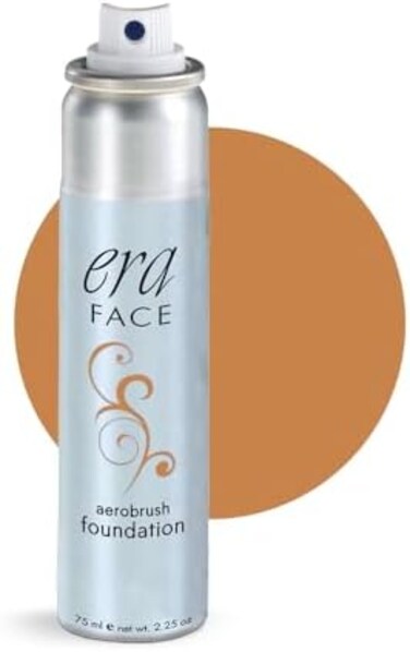 Era Face Spray Makeup (R8 Amber, 2.25 Oz) - Airbrush Foundation, Everyday, Buildable, Professional Spray On Cosmetics By Era Beauty