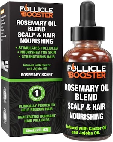 Follicle Booster Organic Rosemary Hair Growth Oil, Premium Composition With Natural Hair Oils For Women And Men, Invigorating Scent, Free Of Dye, Bpa, Sulfate, Alcohol, Fragrance - 2 Ounce