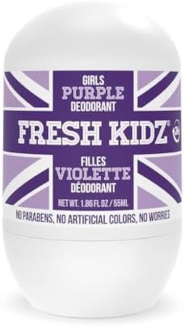 مزيل العرق الطبيعي من كيب إت كايند، حماية لمدة 24 ساعة للأطفال والمراهقين - البنات "أرجواني" 1.86 أونصة سائلة.