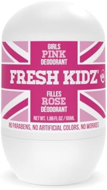 مزيل عرق دوار للأطفال والمراهقين - صودا الخبز وخالي من الألومنيوم، حماية لمدة 24 ساعة للبشرة الحساسة - للفتيات "وردي" 1.86 أونصة سائلة.