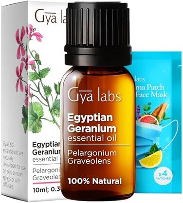 Egyptian Geranium Essential Oil - 100% Pure Aromatherapy Therapeutic Grade Geranium Essential Oils For Skin, Hair Growth, Body Massage &amp; Diffuser, 0.34 Fl Oz (Pack Of 1)
