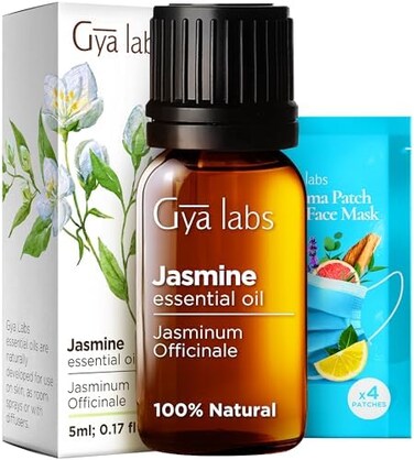Gya Labs Jasmine Essential Oil For Diffuser - 0.17 Fl Oz - 100% Pure Natural Jasmine Oil For Skin, Hair, Body Massages Aromatherapy, Candle Making - Floral &amp; Alluring Scent