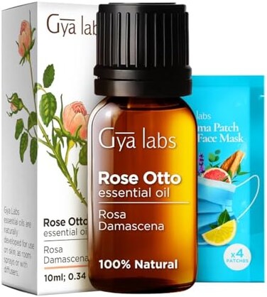 زيوت الورد العطرية من Gya Labs لاستخدام البشرة - 0.34 أونصة سائلة - زيت الورد الطبيعي النقي بنسبة 100% للوجه والشعر والناشر والعطور وصناعة الشموع برائحة العلاج العطري