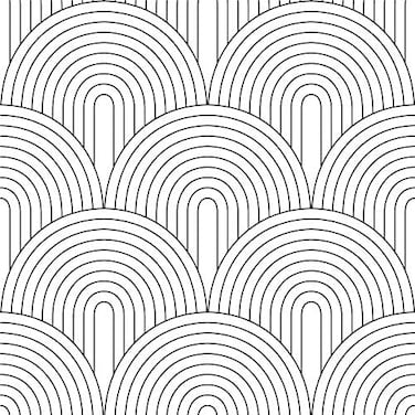 Haokhome Peel And Stick Wallpaper Abstract Rainbow Black/White Removable Contactpaper For Home Bathroom Decorations 17.7In X 9.8Ft