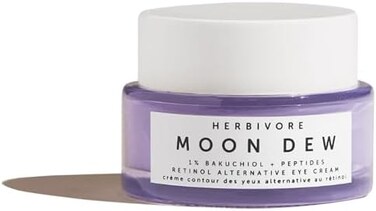 Herbivore Moon Dew 1% Bakuchiol + Peptides Retinol Alternative Anti Aging Eye Cream Reduces Fine Lines, Wrinkles &amp; Puffiness, Plant-Based, Vegan, Cruelty-Free, 15ml / 0.5 Oz