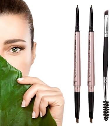 2 Pack Of Eyebrow Pencil, Waterproof Eyebrow Makeup With Dual Ends, Professional Brow Kit With Eyebrow Brush, Black