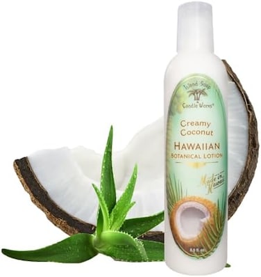 Island Soap &amp; Candle Works And Botanical Coconut Scented Body Lotion For Men And Women - Paraben Free Body Moisturizer - Hydrating Hawaiian Skincare - Creamy Coconut - 8.5 Fl Oz. Bottle