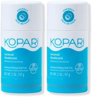 Kopari Aluminum Free Coconut Deodorant, Non Toxic &amp; Clean Plant-Based, No Aluminum, Parabens Or Baking Soda, Long Lasting Protection, Original 2 Pack