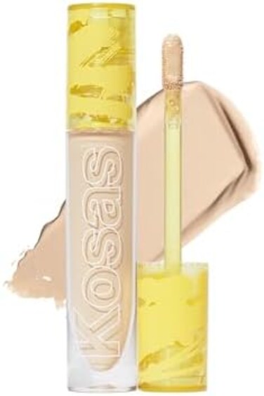 خافي عيوب كوساس - مكياج متوسط ​​التغطية مع حمض الهيالورونيك، يخفي الهالات السوداء تحت العينين والبقع الداكنة والعيوب + يفتح ويرطب ويدوم طويلاً ونباتي، (لون 04 N)