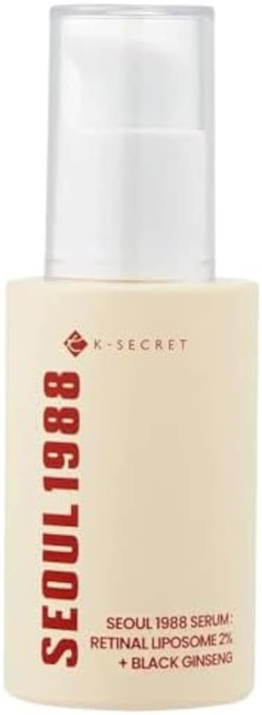 Ksecret Seoul 1988 Serum: Retinal Liposome 2% + Black Ginseng, 30ml/1.01Fl.Oz, 58% Black Ginseng Extract With Retinal, Bakuchiol, Vitamin C &amp; 3 Peptides For Wrinkle Care, Korean Skincare
