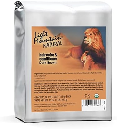صبغة وبلسم الحناء للشعر، حجم 1 رطل - صبغة شعر بني داكن، مسحوق أوراق الحناء العضوية والنباتات، خالية من المواد الكيميائية، لون شعر شبه دائم + 4 مشابك شعر