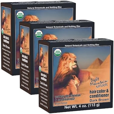 Light Mountain Natural Hair Color &amp; Conditioner, Dark Brown, 4 Oz (113 G) (Pack Of 3)