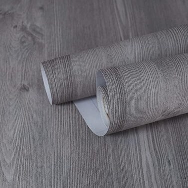 Wood Wallpaper Peel And Stick Wallpaper Gray Contact Paper Self Adhesive Removable Floors Bathroom Home Use Decoration Wear-Resistant Waterproof Vinyl Paper 15.7" X 118