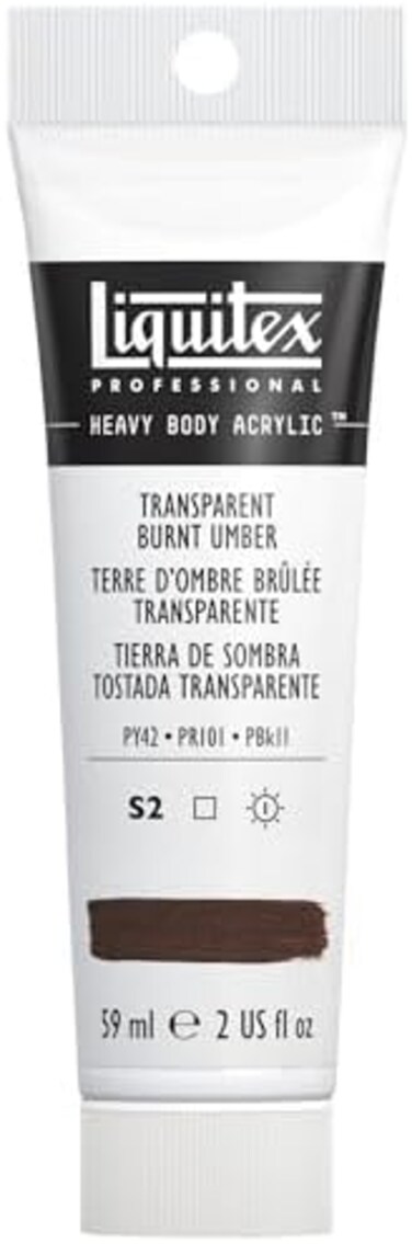 طلاء أكريليك احترافي ثقيل للجسم من ليكويتكس، لون بني محروق شفاف، 2 أونصة سائلة (عبوة من قطعة واحدة)، 1045130