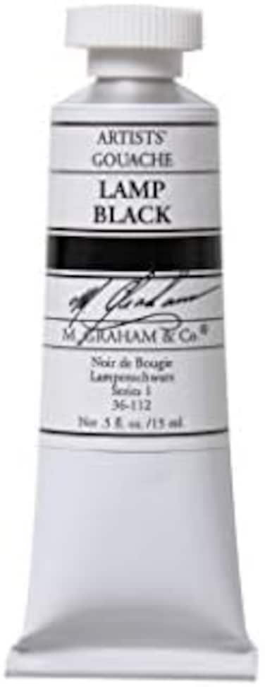 M. Graham & Co. طلاء غواش أنبوبي 1/2 أونصة، مصباح أسود