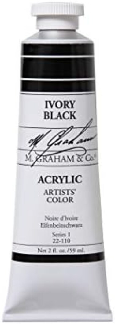 طلاء أكريليك أنبوبي من إم جراهام آند كو، 2 أونصة، أسود عاجي (22-110)