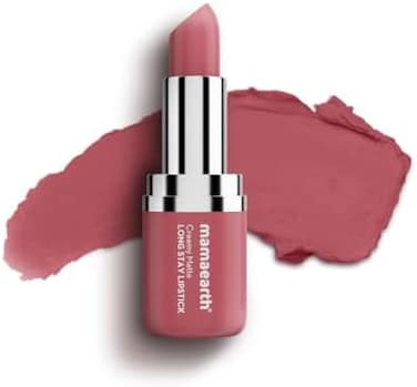 Mamaearth Creamy Matte Long Stay Lipstick With Murumuru Butter And Vitamin E For 8-Hour Long Stay (Flakeproof &amp; Non-Drying, Intense Color Payoff) - 4.2G (Rose Nude)