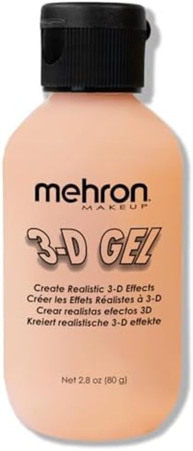 Mehron Makeup 3-D Gel, Gelatin Special Effects Makeup, Halloween Fx Makeup &amp; Scarring Gel, Fake Skin For Stage, Screen, Theater, Cosplay, And Halloween (2 Oz) (Fleshtone)