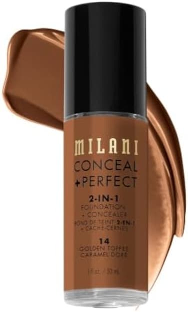Milani Conceal Perfect 2-In-1 Foundation Concealer, Golden Toffee, 1.0 Fluid Ounce