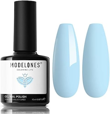 Modelones Gel Nail Polish, 15ml Spring Pastel Baby Blue Gel Polish 1 Pcs Soak Off LED Summer Light Blue Nail Polish Gel Nail Art Starter Salon Manicure Diy At Home 2022