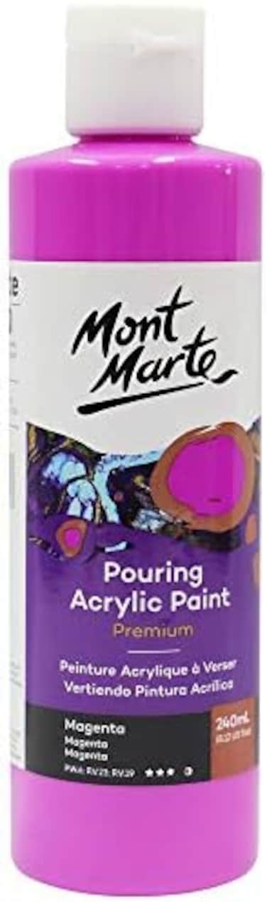 Mont Marte Premium Pouring Acrylic Paint, 240ml (8.11Oz), Magenta, Pre-Mixed Acrylic Paint, Suitable For A Variety Of Surfaces Including Stretched Canvas, Wood, Mdf And Air Drying Clay.