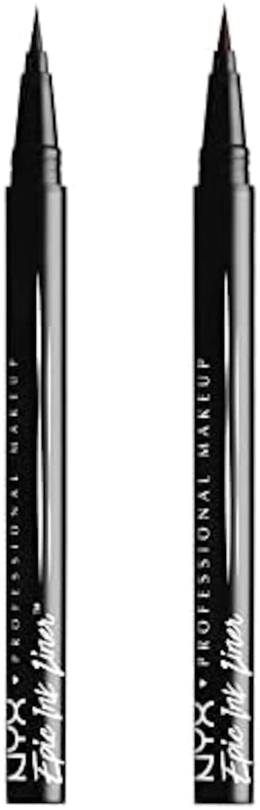 NYX Professional Makeup Epic Ink Liner, Waterproof Liquid Eyeliner - Black (Pack Of 2), Vegan Formula