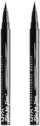 NYX Professional Makeup Epic Ink Liner, Waterproof Liquid Eyeliner - Black (Pack Of 2), Vegan Formula