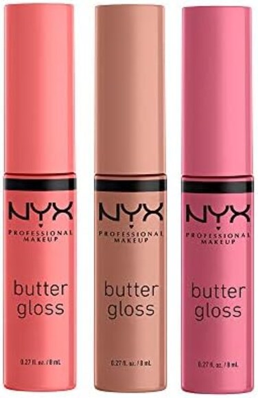 NYX Professional Makeup Butter Gloss, Non-Sticky Lip Gloss - Pack Of 3 (Angel Food Cake, Creme Brulee, Madeleine)