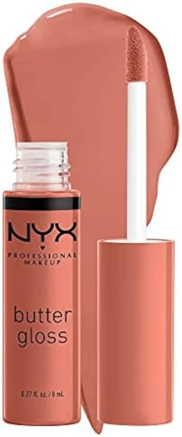 NYX Professional Makeup Butter Gloss Brown Sugar, Non-Sticky Lip Gloss - Sugar High (Peachy Light Nude)