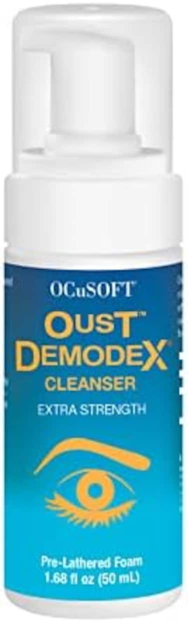 Ocusoft Oust Demodex Foam Cleanser - Extra Strength - Foaming Cleanser For Eyelids &amp; Eyelashes With Tea Tree Oil - Eyelid Cleanser To Remove Oil, Debris &amp; Pollen - 1.68 Fl Oz