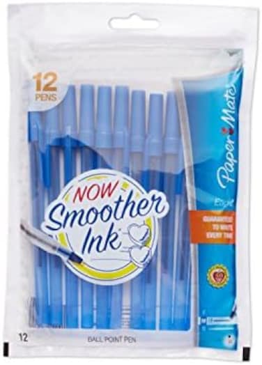Paper Mate Eagle Medium Tip Stick Ballpoint Pens, 12 Blue Ink Pens (70611)