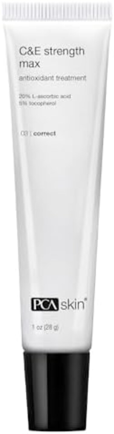كريم تصحيحي مضاد للأكسدة من PCA Skin C&E Strength Max - مصل وجه مضاد للشيخوخة مع فيتامينات C&E ذات القوة القصوى لتفتيح البقع الداكنة وتقليل الخطوط الدقيقة والتجاعيد (1 أونصة)