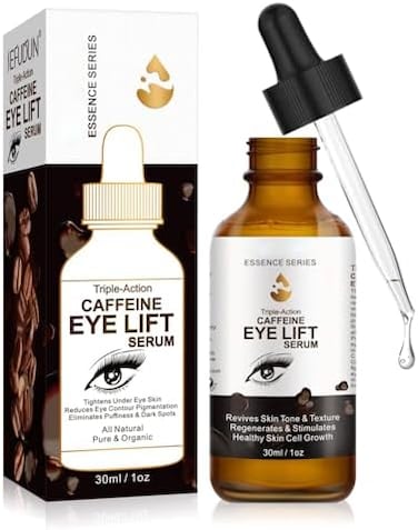 Caffeine Eye Serum, Dark Circles Under Eye Treatment For Women With Vitamin C, Hyaluronic Acid, Collagen, Anti Aging Eye Serum Reduces Puffiness, Eye Bags, Wrinkles And Fine Line